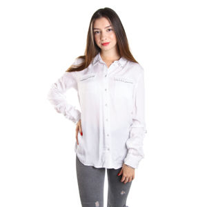 Guess dámská bílá košile se stříbrnými perličkami - XS (TWHT)